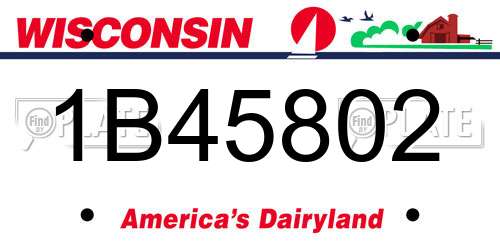 1B45802 Wisconsin License Plate