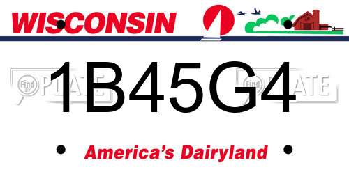 1B45G4 Wisconsin License Plate