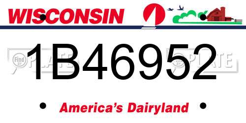 1B46952 Wisconsin License Plate