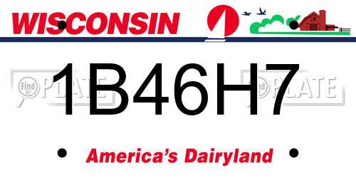 1B46H7 Wisconsin License Plate