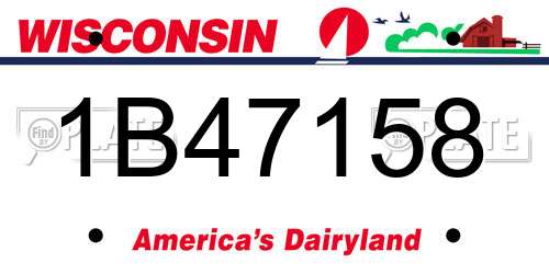 1B47158 Wisconsin License Plate