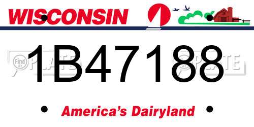 1B47188 Wisconsin License Plate