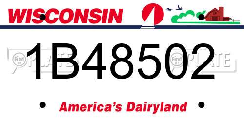 1B48502 Wisconsin License Plate