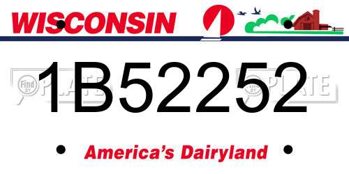 1B52252 Wisconsin License Plate