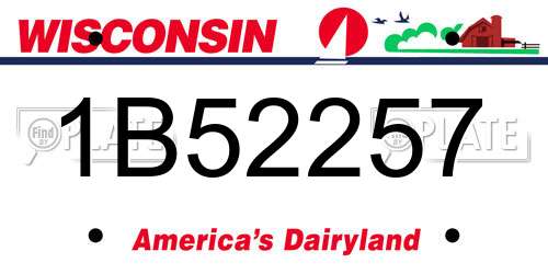 1B52257 Wisconsin License Plate