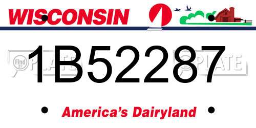 1B52287 Wisconsin License Plate