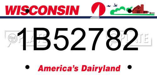 1B52782 Wisconsin License Plate