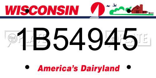 1B54945 Wisconsin License Plate