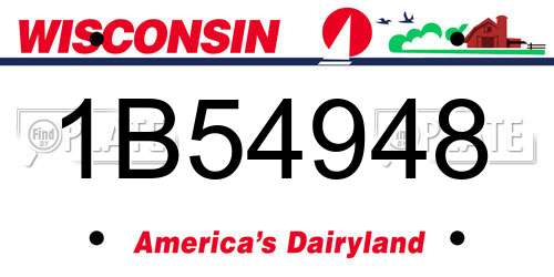 1B54948 Wisconsin License Plate