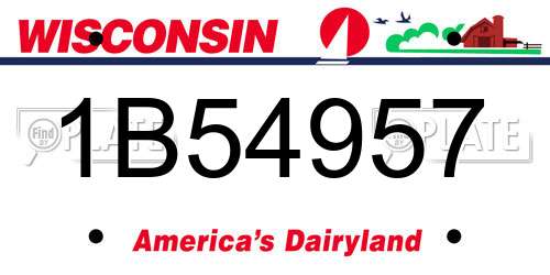 1B54957 Wisconsin License Plate