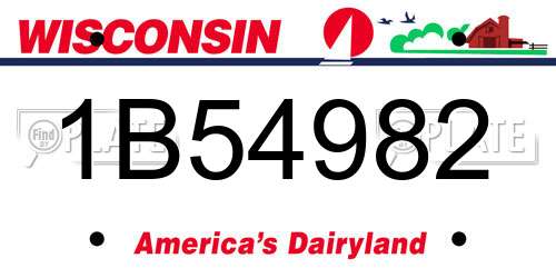 1B54982 Wisconsin License Plate