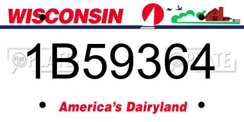1B59364 Wisconsin License Plate