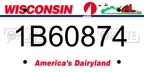 1B60874 Wisconsin License Plate