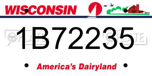 1B72235 Wisconsin License Plate