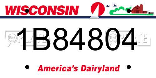 1B84804 Wisconsin License Plate