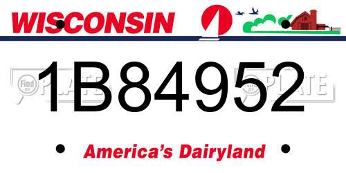 1B84952 Wisconsin License Plate