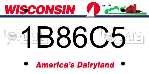 1B86C5 Wisconsin License Plate