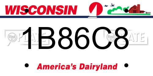 1B86C8 Wisconsin License Plate