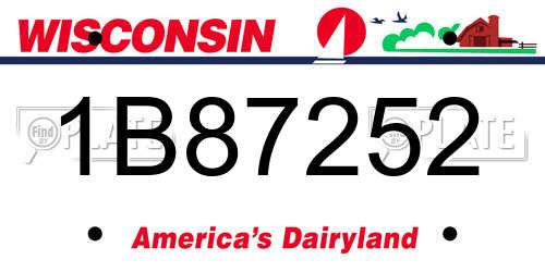 1B87252 Wisconsin License Plate