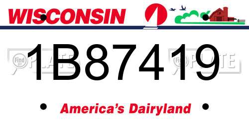 1B87419 Wisconsin License Plate