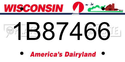 1B87466 Wisconsin License Plate