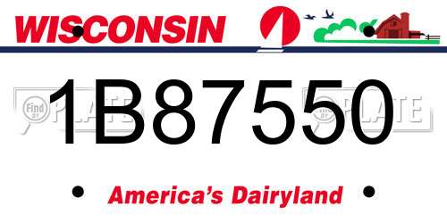 1B87550 Wisconsin License Plate