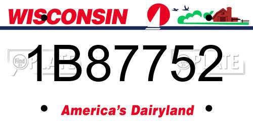 1B87752 Wisconsin License Plate