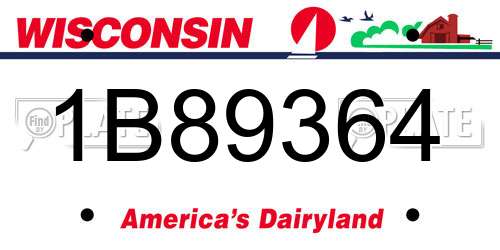 1B89364 Wisconsin License Plate