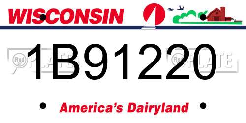 1B91220 Wisconsin License Plate