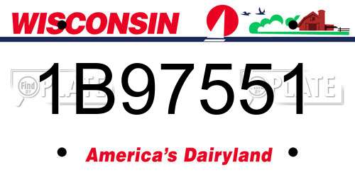 1B97551 Wisconsin License Plate