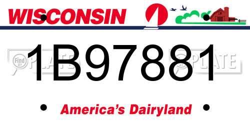 1B97881 Wisconsin License Plate