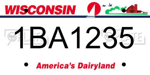 1BA1235 Wisconsin License Plate