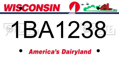 1BA1238 Wisconsin License Plate