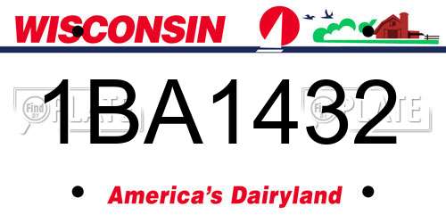 1BA1432 Wisconsin License Plate