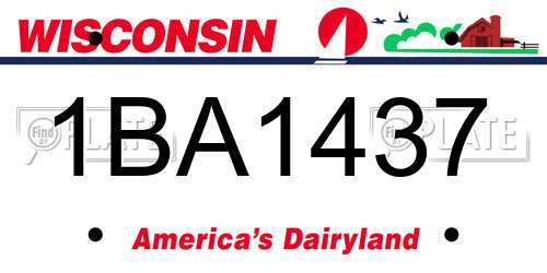 1BA1437 Wisconsin License Plate