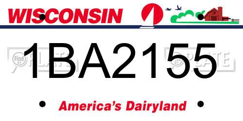 1BA2155 Wisconsin License Plate