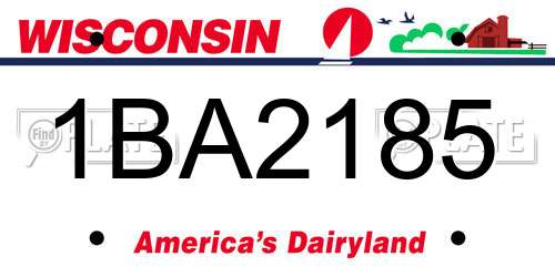1BA2185 Wisconsin License Plate