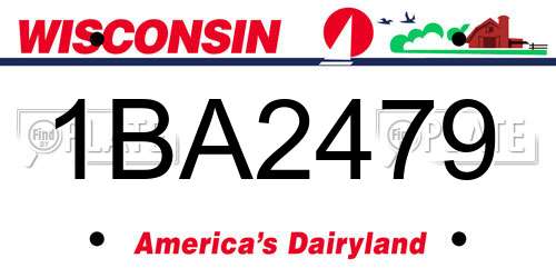 1BA2479 Wisconsin License Plate