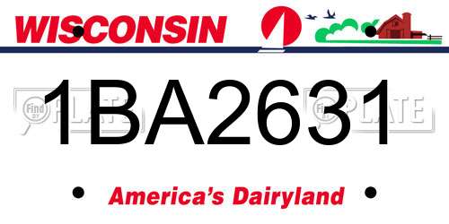 1BA2631 Wisconsin License Plate