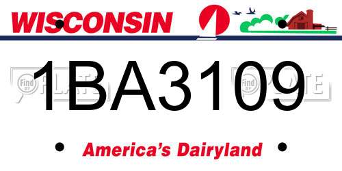 1BA3109 Wisconsin License Plate