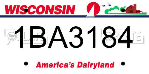 1BA3184 Wisconsin License Plate