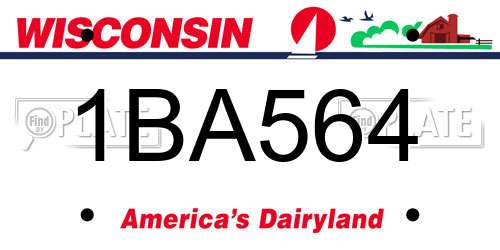 1BA564 Wisconsin License Plate