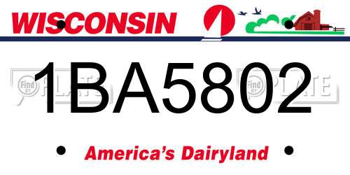 1BA5802 Wisconsin License Plate
