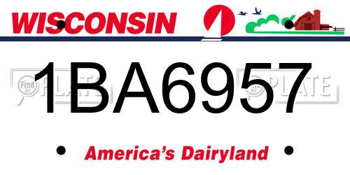 1BA6957 Wisconsin License Plate
