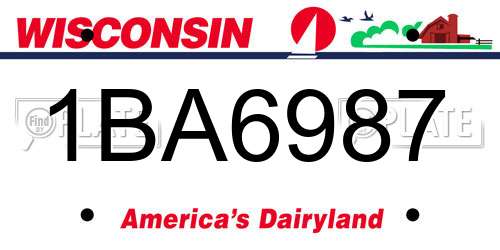1BA6987 Wisconsin License Plate