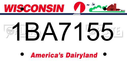 1BA7155 Wisconsin License Plate