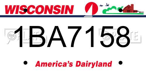 1BA7158 Wisconsin License Plate