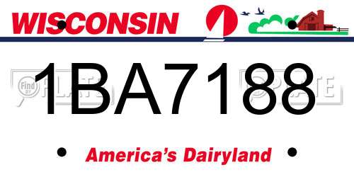 1BA7188 Wisconsin License Plate