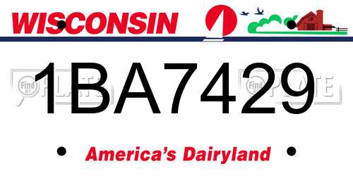 1BA7429 Wisconsin License Plate