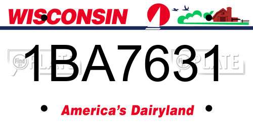 1BA7631 Wisconsin License Plate